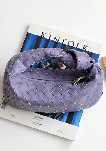 Dina Small Knotted Intrecciato Leather Tote Purple