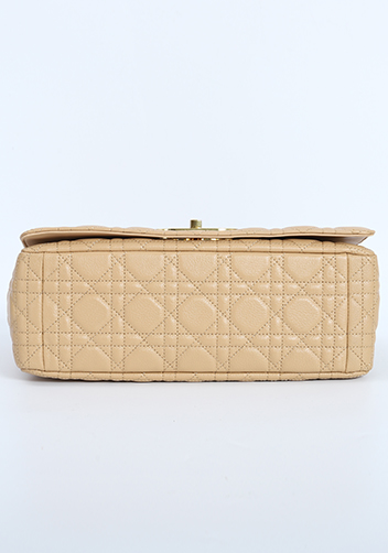 Delia Quilted Medium Leather Shoulder Bag Beige