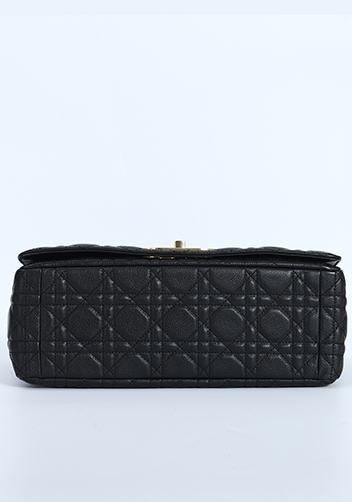 Delia Quilted Medium Leather Shoulder Bag Black