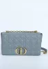 Delia Quilted Medium Leather Shoulder Bag Blue