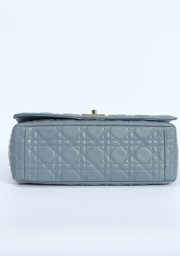 Delia Quilted Medium Leather Shoulder Bag Blue