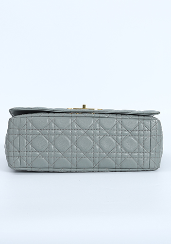 Delia Quilted Medium Leather Shoulder Bag Grey