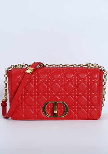 Delia Quilted Medium Leather Shoulder Bag Red