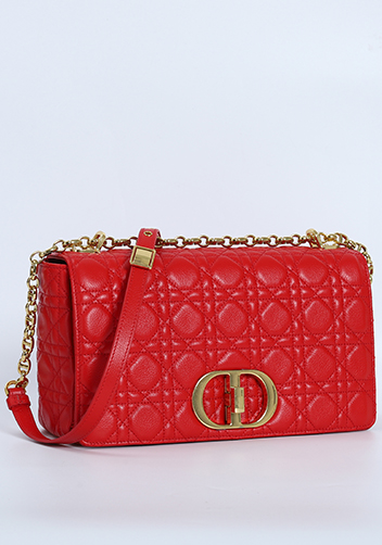 Delia Quilted Medium Leather Shoulder Bag Red