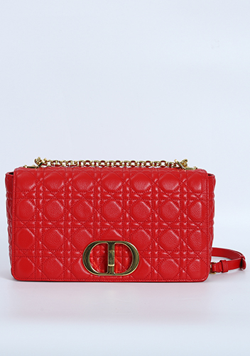 Delia Quilted Medium Leather Shoulder Bag Red