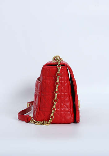 Delia Quilted Medium Leather Shoulder Bag Red