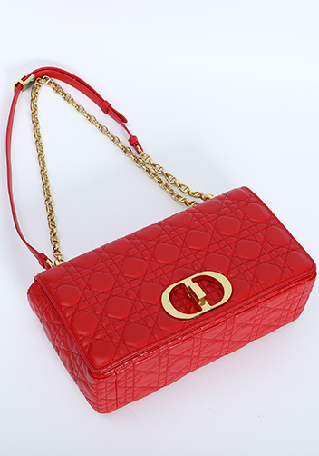 Delia Quilted Medium Leather Shoulder Bag Red