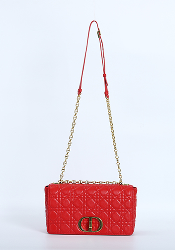 Delia Quilted Medium Leather Shoulder Bag Red