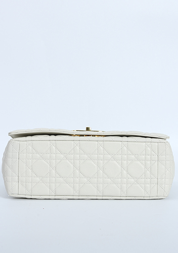 Delia Quilted Medium Leather Shoulder Bag White