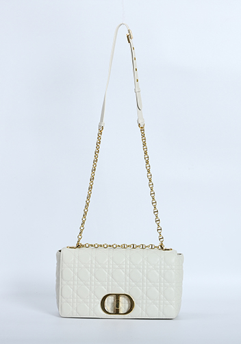 Delia Quilted Medium Leather Shoulder Bag White