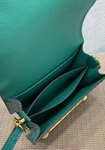 Kristine Ostrich Leather Shoulder Bag Green