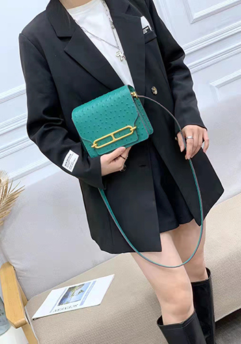 Kristine Ostrich Leather Shoulder Bag Green