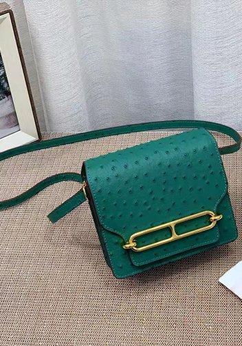 Kristine Ostrich Leather Shoulder Bag Green