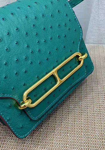 Kristine Ostrich Leather Shoulder Bag Green