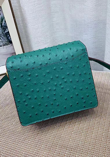 Kristine Ostrich Leather Shoulder Bag Green