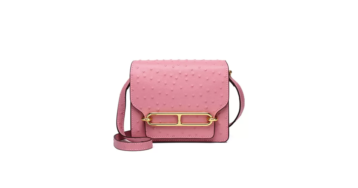 Kristine Ostrich Leather Shoulder Bag Pink