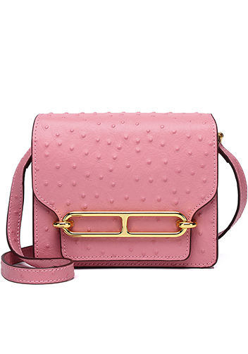 Kristine Ostrich Leather Shoulder Bag Pink