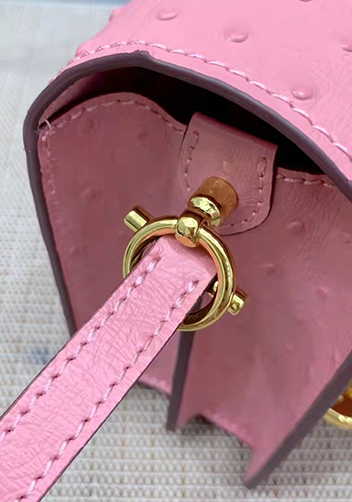 Kristine Ostrich Leather Shoulder Bag Pink