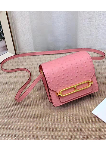 Kristine Ostrich Leather Shoulder Bag Pink