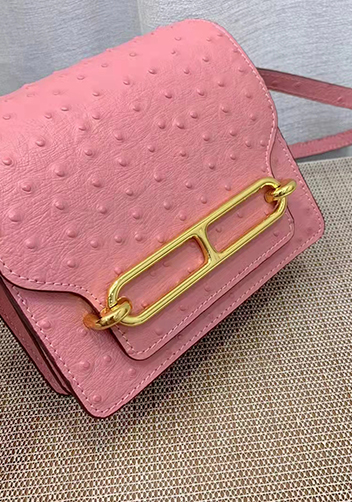 Kristine Ostrich Leather Shoulder Bag Pink