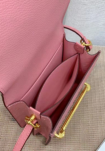 Kristine Ostrich Leather Shoulder Bag Pink