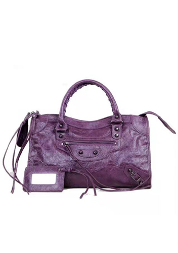 The Route 66 Faux Leather Large Bag Dark Purple Black Hardware