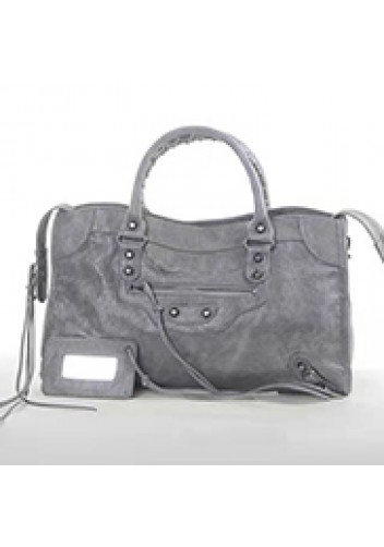 The Route 66 Faux Leather Large Bag Grey Black Hardware