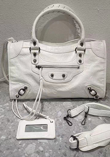 The Route 66 Faux Leather Large Bag White Black Hardware