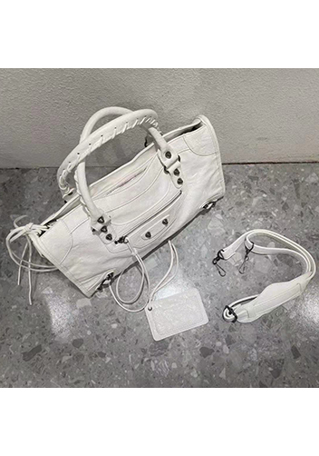 The Route 66 Faux Leather Large Bag White Black Hardware