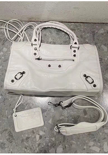 The Route 66 Faux Leather Large Bag White Black Hardware