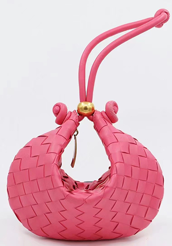 Dina U Gold Ball Woven Leather Shoulder Bag Hot Pink