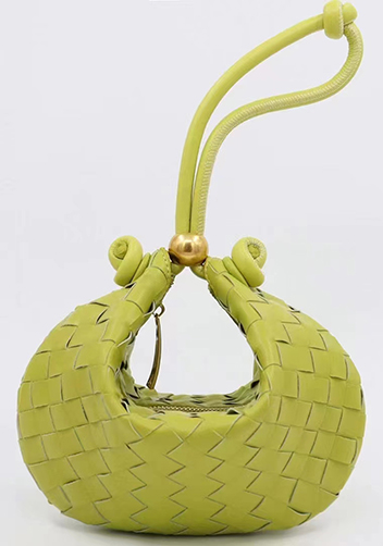 Dina U Gold Ball Woven Leather Shoulder Bag Kiwi