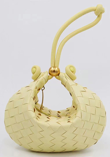 Dina U Gold Ball Woven Leather Shoulder Bag Yellow