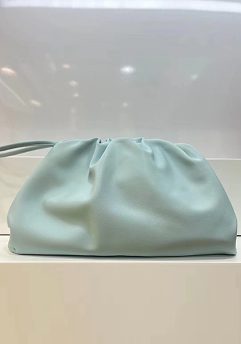 Dina Leather Large Clutch Shoulder Bag Light Blue