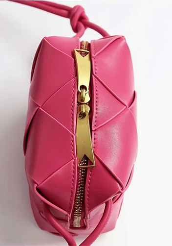 Mia Woven Smooth Leather Small Shoulder Bag Hot Pink