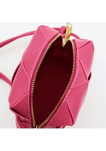 Mia Woven Smooth Leather Small Shoulder Bag Hot Pink