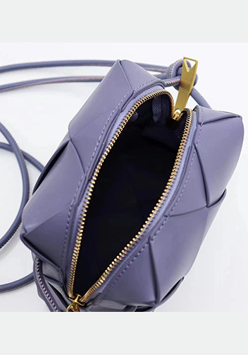 Mia Woven Smooth Leather Small Shoulder Bag Purple