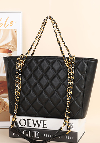 Adele Chain Shoulder Tote Bag Black