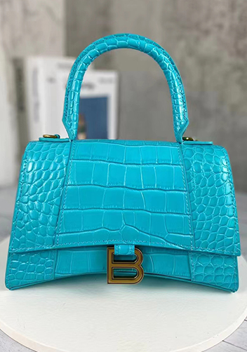 Bonnie Croc Leather Shoulder Bag Blue