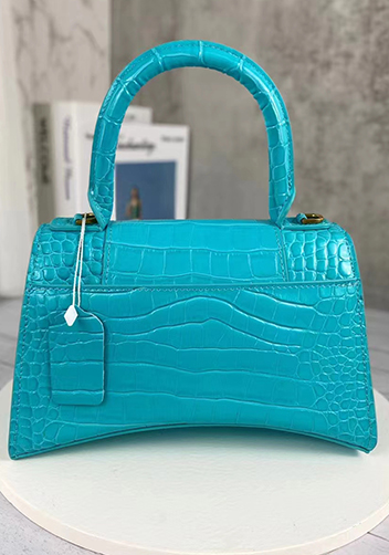 Bonnie Croc Leather Shoulder Bag Blue