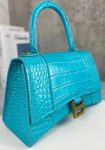 Bonnie Croc Leather Shoulder Bag Blue