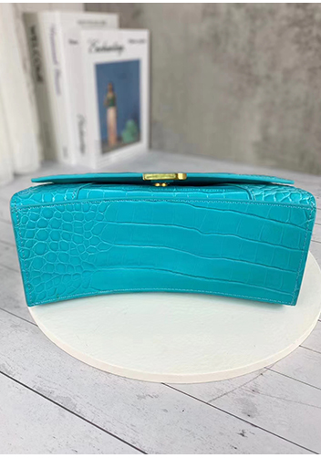 Bonnie Croc Leather Shoulder Bag Blue