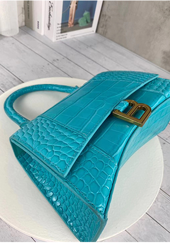 Bonnie Croc Leather Shoulder Bag Blue