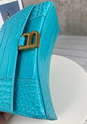 Bonnie Croc Leather Shoulder Bag Blue