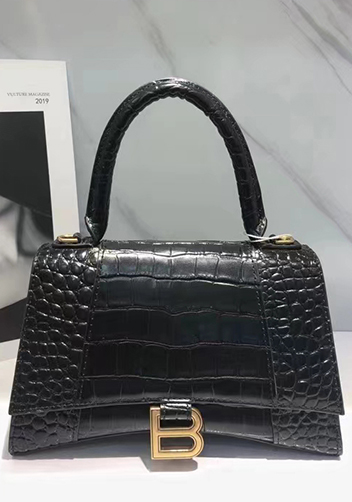 Bonnie Croc Leather Shoulder Bag Black