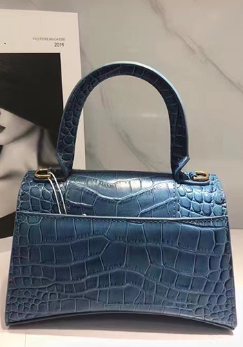 Bonnie Croc Leather Shoulder Bag Blue Grey