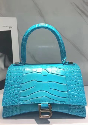 Bonnie Croc Leather Shoulder Bag Bright Blue