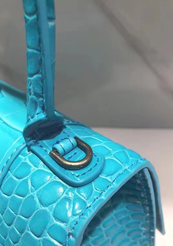 Bonnie Croc Leather Shoulder Bag Bright Blue