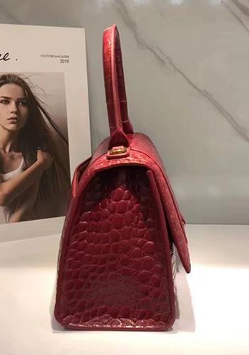 Bonnie Croc Leather Shoulder Bag Burgundy