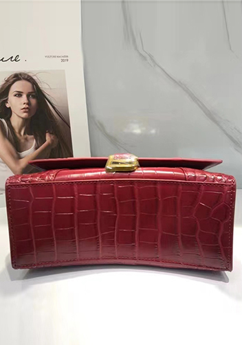 Bonnie Croc Leather Shoulder Bag Burgundy